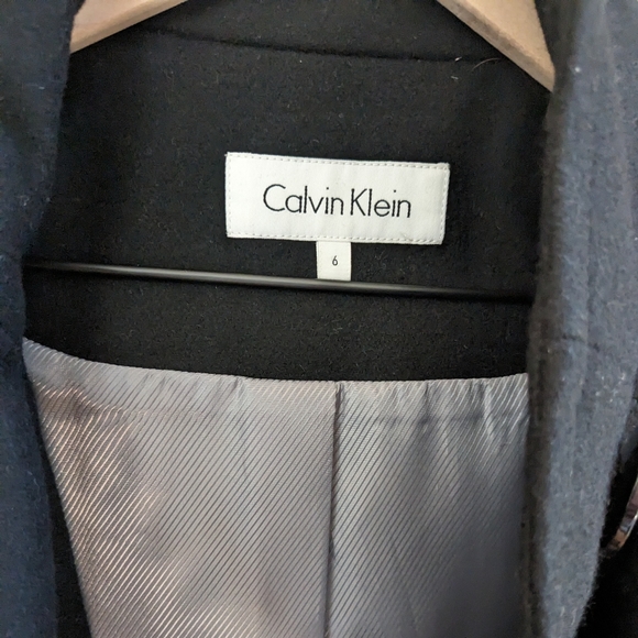 Calvin Klein Double Breasted Wool Black Coat - Picture 4 of 5